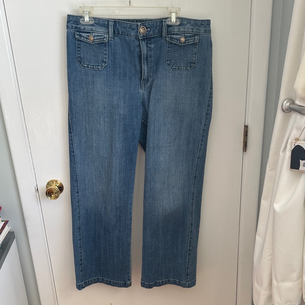 Talbots Women's classic jean Trouser flared Leg Blue Jeans